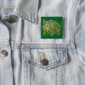 Badge Carré 5 Cm Dragon vert (En situation)