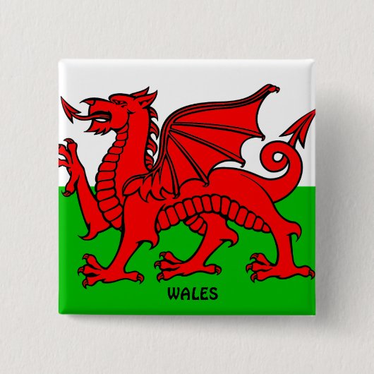 BADGE CARRÉ 5 CM DRAGON WALES /DRAGON (Devant)
