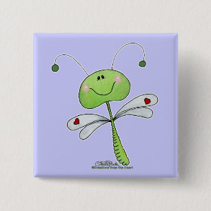 Badge Carré 5 Cm Dragonfly with Hearts