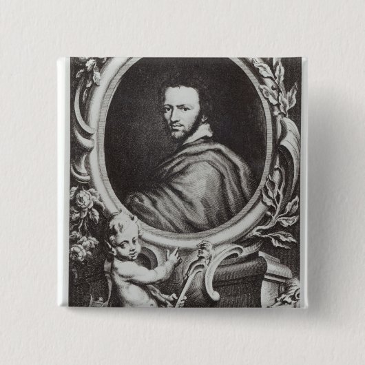 Badge Carré 5 Cm Dramaturge de l'anglais de Ben Jonson (Devant)