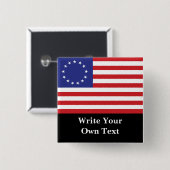 Badge Carré 5 Cm Drapeau 13 étoiles Betsy Ross - Écrivez votre prop (Devant & derrière)