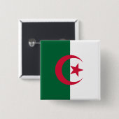 Badge Carré 5 Cm Drapeau algérien (Devant & derrière)