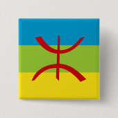 Badge Carré 5 Cm Drapeau Amazigh Drapeau Berber Drapeau Kabyles (Devant)