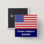 Badge Carré 5 Cm Drapeau américain 50 étoiles (Devant & derrière)