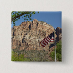 Badge Carré 5 Cm Drapeau américain dans le parc national de Zion I