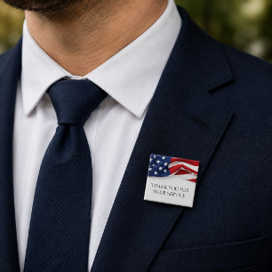 Badge Carré 5 Cm Drapeau américain Merci pour votre service