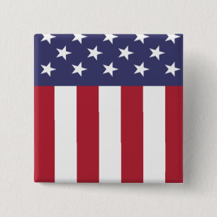 Badge Carré 5 Cm Drapeau américain patriotique étoiles et bandes