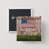 Badge Carré 5 Cm Drapeau américain peint sur la grange (Devant & derrière)