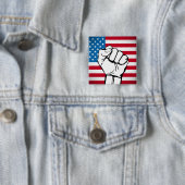 Badge Carré 5 Cm Drapeau américain | Poing levant (En situation)