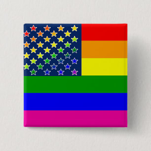 Badge Carré 5 Cm Drapeau arc-en-ciel Lgbtq
