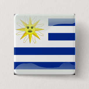 Badge Carré 5 Cm Drapeau brillant de l'Uruguay