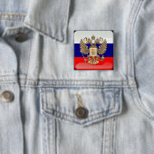 Badge Carré 5 Cm Drapeau brillant russe (En situation)