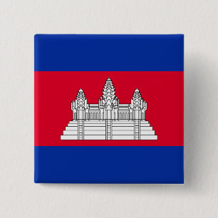 Badge Carré 5 Cm Drapeau cambodgien