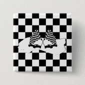 Badge Carré 5 Cm Drapeau Checker et voitures de course (Devant)