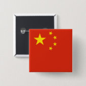 Badge Carré 5 Cm Drapeau chinois (Devant & derrière)