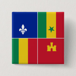Badge Carré 5 Cm drapeau créole de Louisiane
