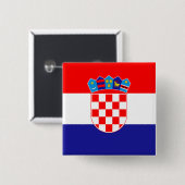 Badge Carré 5 Cm Drapeau Croatie (Devant & derrière)