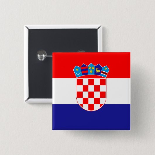 Badge Carré 5 Cm Drapeau Croatie (Devant & derrière)