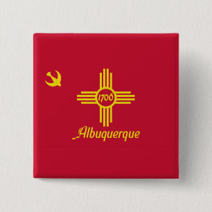 Badge Carré 5 Cm Drapeau d'Albuquerque, bouton à revers Nouvelle-Me