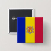Badge Carré 5 Cm Drapeau d'Andorre (Devant & derrière)