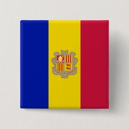 Badge Carré 5 Cm Drapeau d'Andorre (Devant)