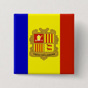 Badge Carré 5 Cm Drapeau d'Andorre