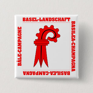 Badge Carré 5 Cm Drapeau de Bâle Landschaft Suisse