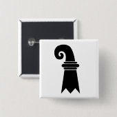 Badge Carré 5 Cm Drapeau de Bâle, Suisse (Devant & derrière)