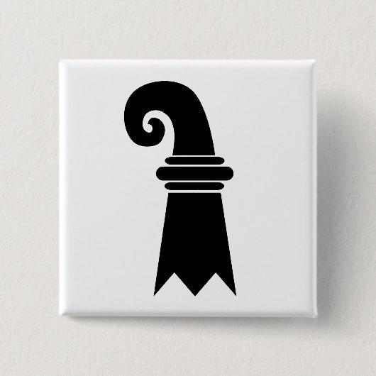 Badge Carré 5 Cm Drapeau de Bâle, Suisse (Devant)