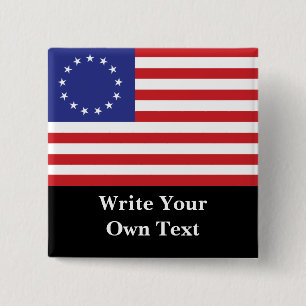 Badge Carré 5 Cm Drapeau de Betsy Ross 13-Star États-Unis - écriv
