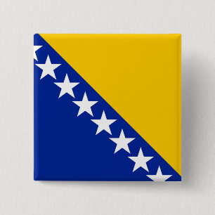Badge Carré 5 Cm Drapeau de Bosnie-Herzégovine