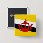 Badge Carré 5 Cm Drapeau de Brunei (Devant & derrière)