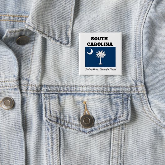 Badge Carré 5 Cm Drapeau de Caroline du Sud (En situation)