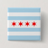 Badge Carré 5 Cm Drapeau de Chicago, Illinois Pinback Button (Devant)