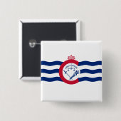 Badge Carré 5 Cm Drapeau de Cincinnati (Ohio) (Devant & derrière)