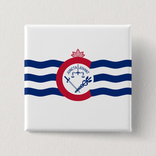 Badge Carré 5 Cm Drapeau de Cincinnati (Ohio) (Devant)