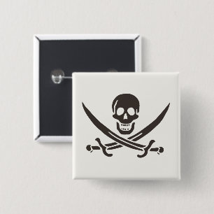 Badge Carré 5 Cm Drapeau de crâne obsidien Drapeau de pirate Calico
