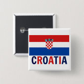Badge Carré 5 Cm Drapeau de Croatie (Devant & derrière)