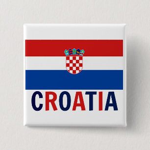 Badge Carré 5 Cm Drapeau de Croatie