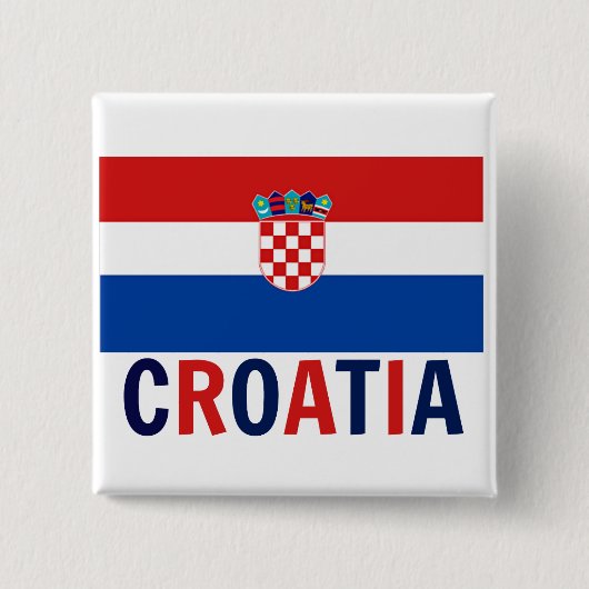 Badge Carré 5 Cm Drapeau de Croatie (Devant)