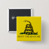 Badge Carré 5 Cm Drapeau de gadsden (Ne pas me filer) (Drapeau de s (Devant & derrière)