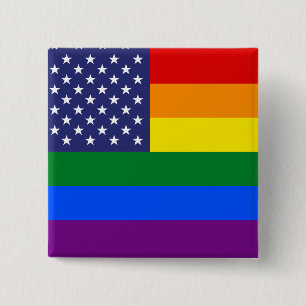 BADGE CARRÉ 5 CM "DRAPEAU DE GAY PRIDE "