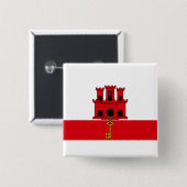 Badge Carré 5 Cm Drapeau de Gibraltar (Devant & derrière)