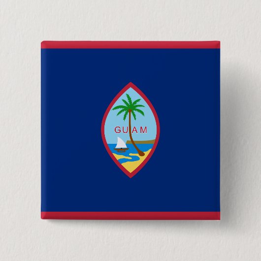 Badge Carré 5 Cm Drapeau de Guam (Devant)
