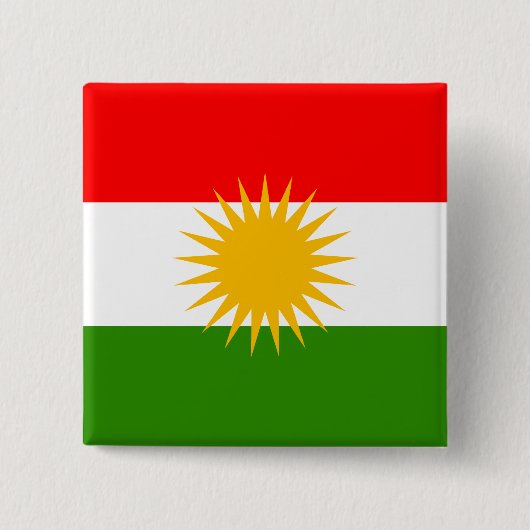 Badge Carré 5 Cm Drapeau de haute qualité du Kurdistan (Devant)