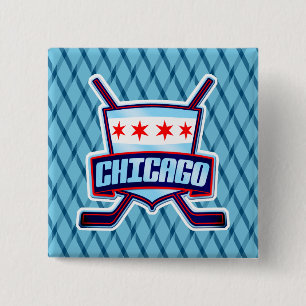 Badge Carré 5 Cm Drapeau de hockey sur glace de Chicago