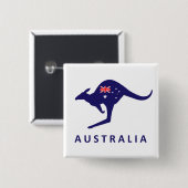 BADGE CARRÉ 5 CM DRAPEAU DE KANGOUROU DE L'AUSTRALIE (Devant & derrière)
