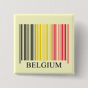 Badge Carré 5 Cm Drapeau de la Belgique de code barres