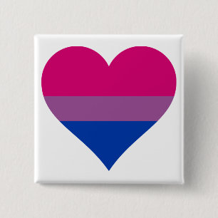 Badge Carré 5 Cm Drapeau de la fierté LGBTQ du coeur bisexuel