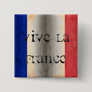 Badge Carré 5 Cm Drapeau de la France Bouton à revers
